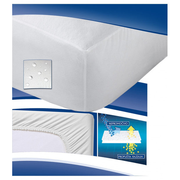 Nepromočiv dušečni čaršav od frotira sa lastežom na donjoj strani